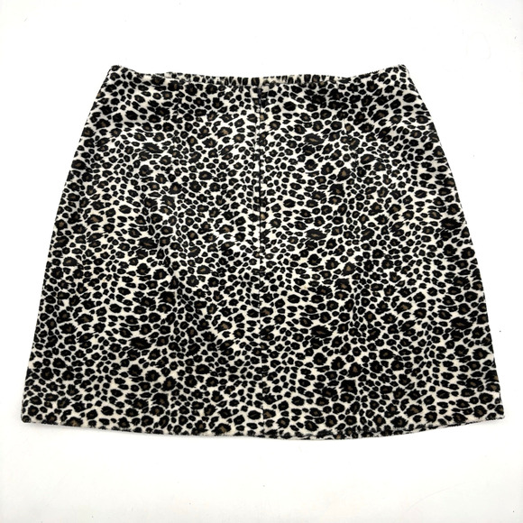 Vintage 90s Pandora Casuals Fuzzy Leopard Print Mini Skirt L 25x15" Made in USA - Picture 10 of 13